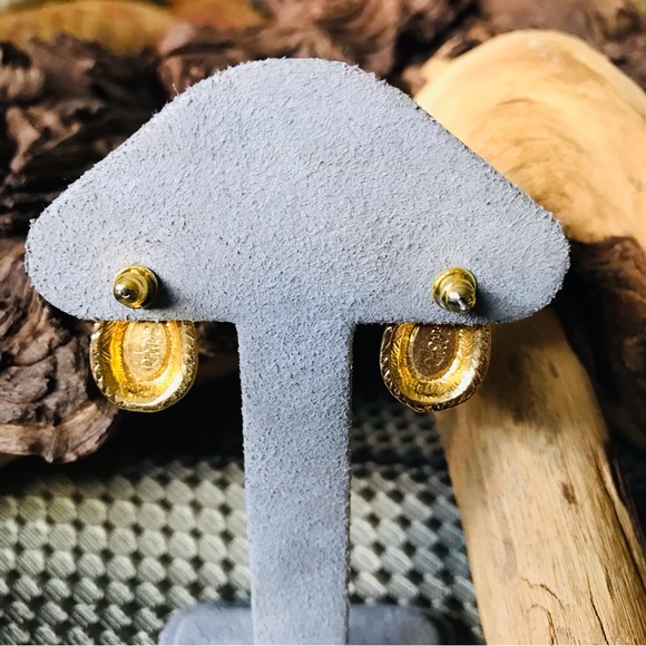 Joan Rivers Vintage Faberge Egg Gold Tone Bow Rope Classic Post Earrings SIGNED - Picture 8 of 10